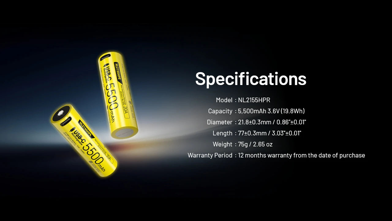 NITECORE BATTERY NL2155HPR 5500MAH