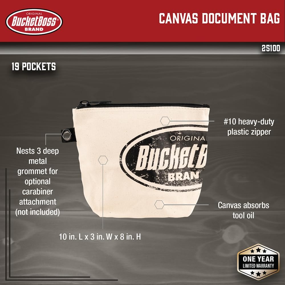 BUCKET BOSS DOCUMENT & FASTENER BAG