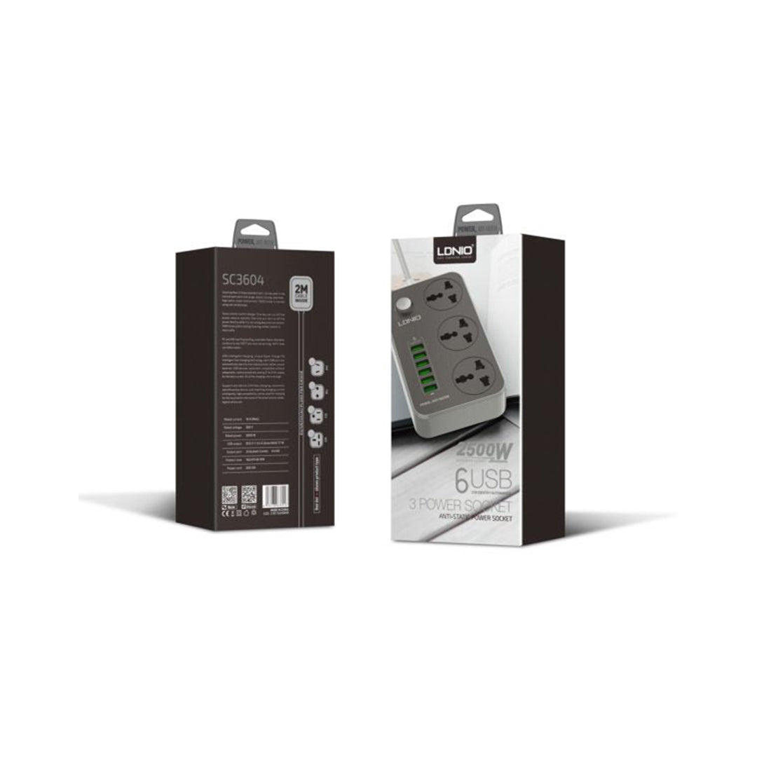 LDNIO 6USB+3 POWER SOCKET SC3604