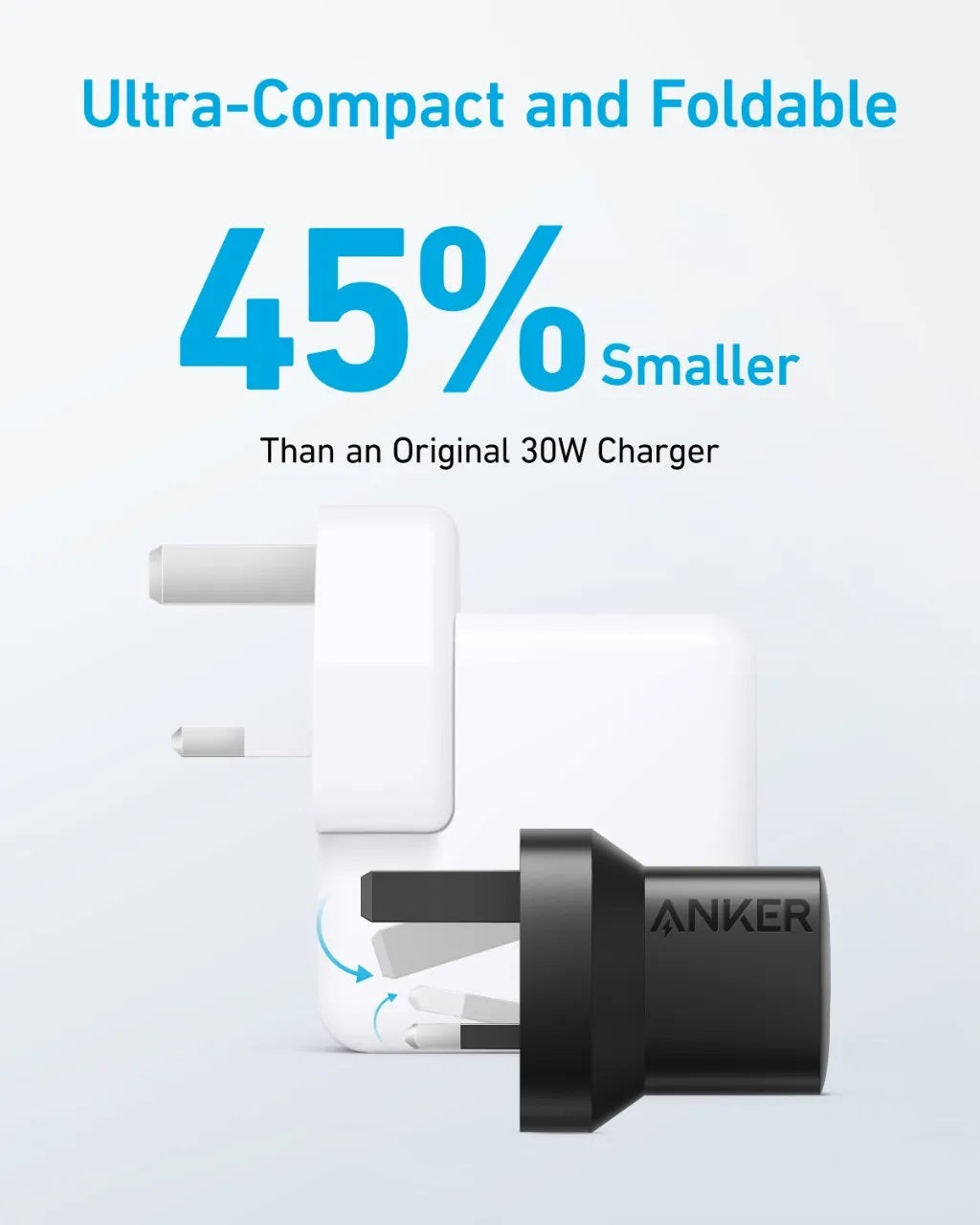 ANKER 323 CHARGER WITH CABLE (33W. 3FT)