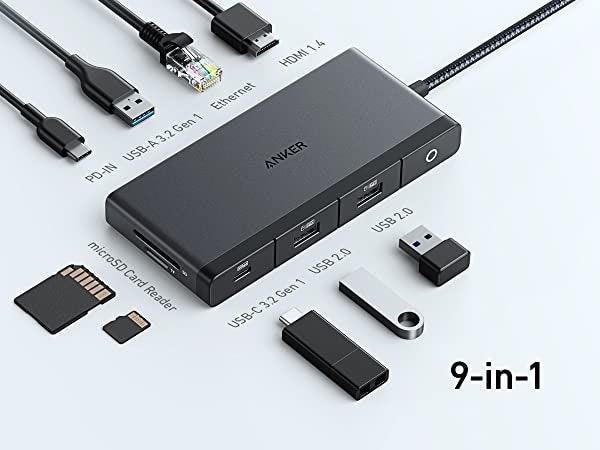 ANKER 522 USB-C HUB (9-IN-1, 4K HDMI) -BLACK