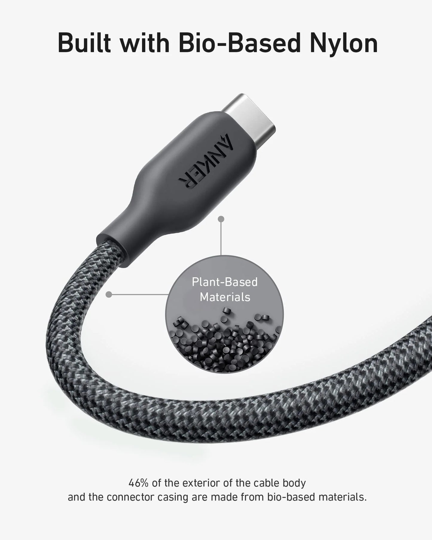 ANKER 542 USB-C TO LIGHTNING CABLE (BIO-NYLON) (1.8m/6FT) - BLACK