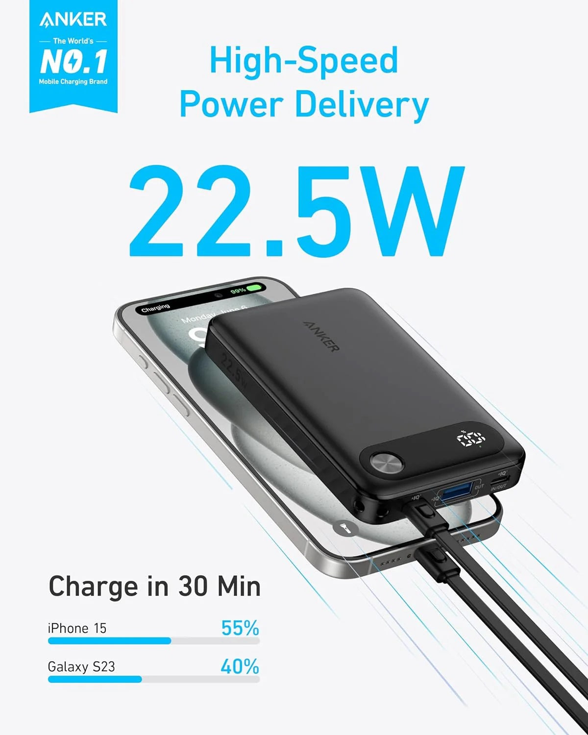 ANKER POWER BANK (10K, 22.5W) -BLACK