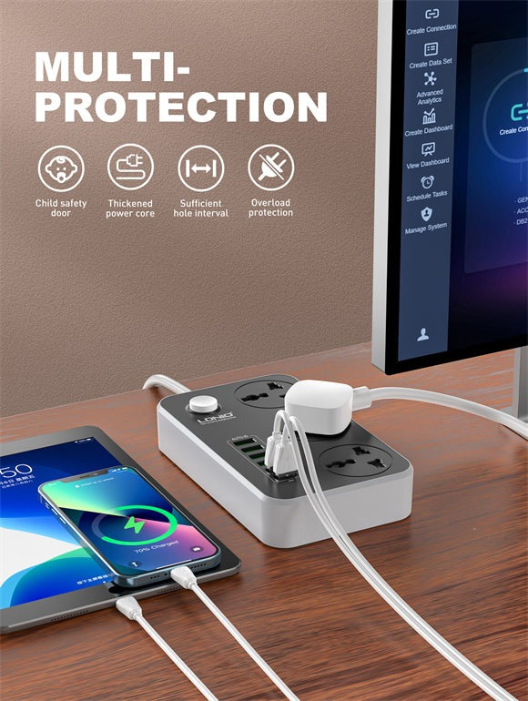 LDNIO 6USB+3 POWER SOCKET SC3604