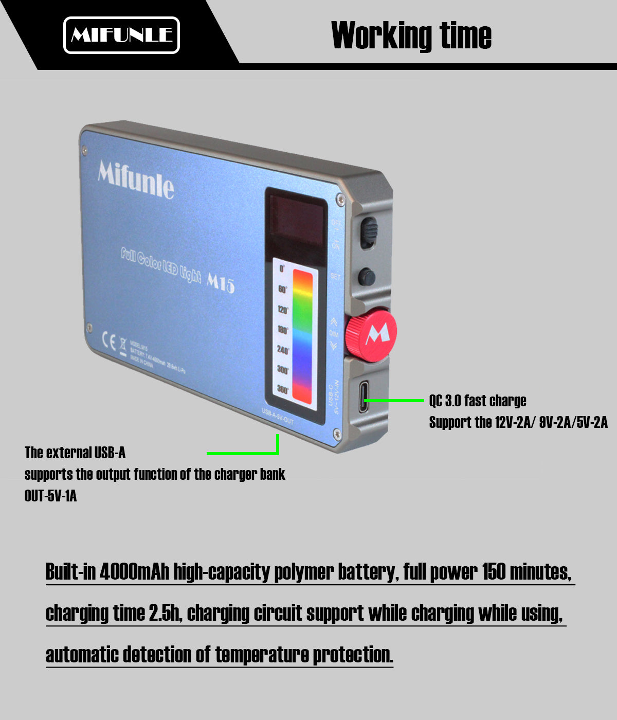 MIFUNLE FULL COLOR LED LIGHT M15