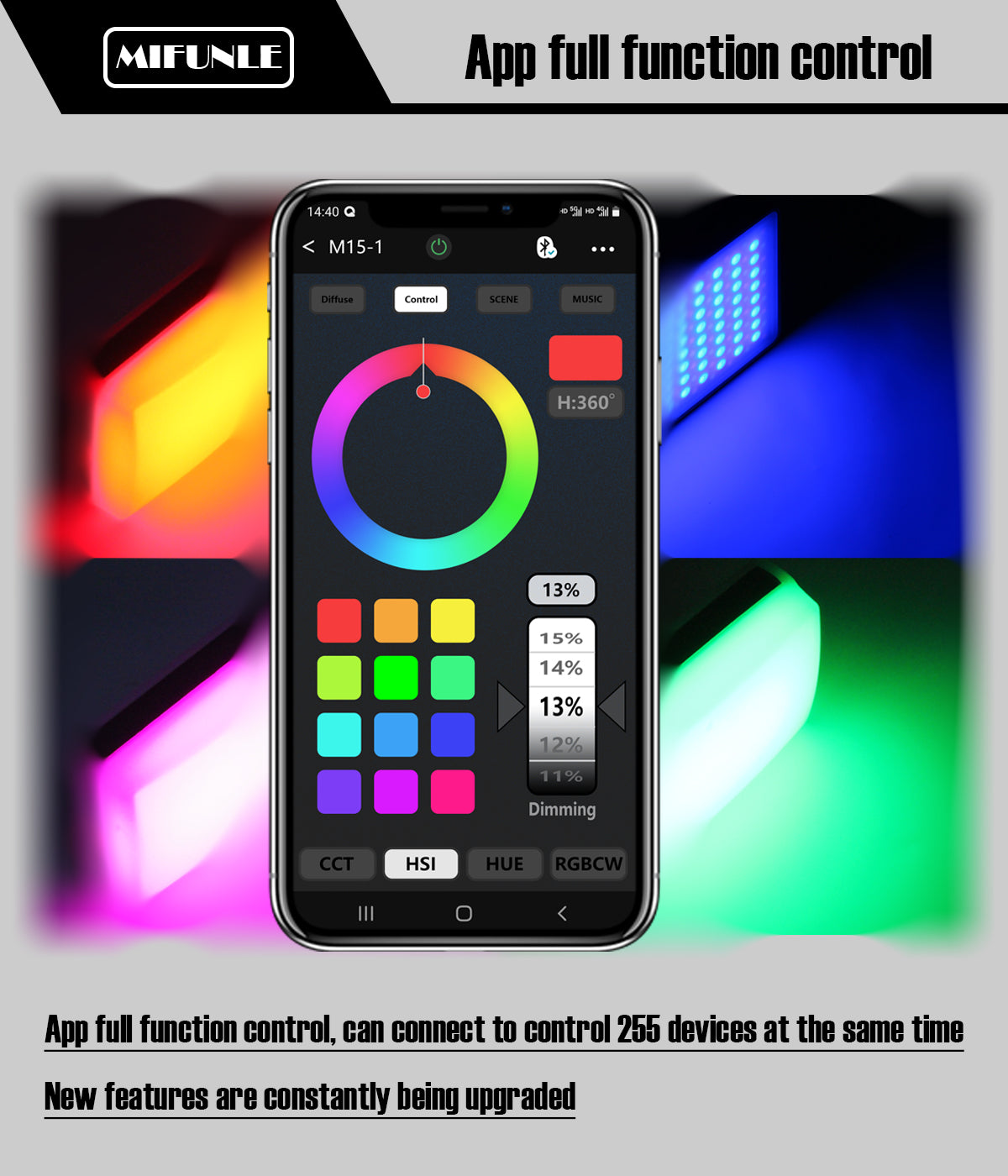 MIFUNLE FULL COLOR LED LIGHT M15