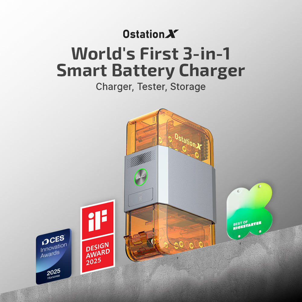 OSTATION X 3-IN-1 AUTOMATIC RECHARGEABLE AA BATTERY CHARGER
