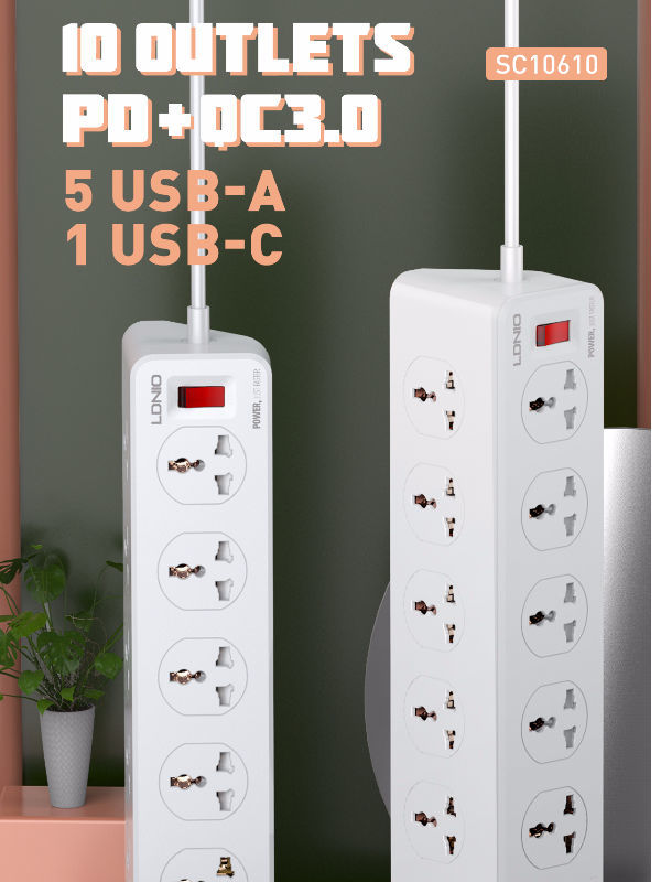 LDNIO 10 PORT+ 1 PD+ 1 QC+ 4USB SC10610