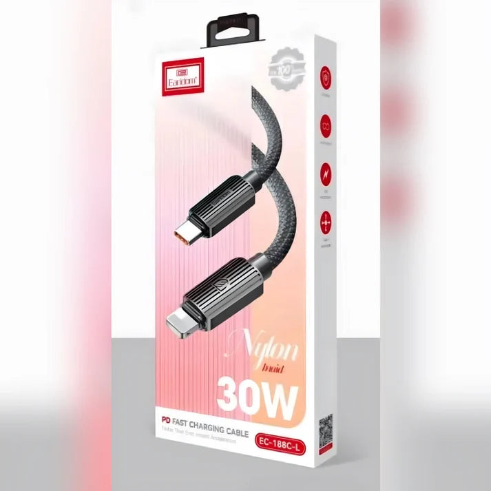 EARLDOM - NYLON BRAID FAST CHARGING CABLE TYPE-C IPHN 30W