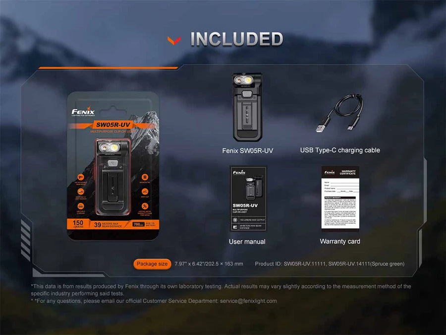 FENIX SW05R -UV ( 150 LUMENS )
