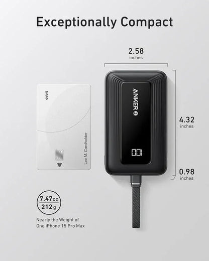 ANKER POWER BANK (10K,30W, BUILT-IN USB-C CABLE)-BLACK