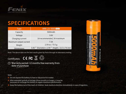 FENIX 21700 Battery ARB-L21-5000 V2.0