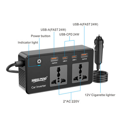 220V CAR INVERTER 200W PD TYPE-C USB