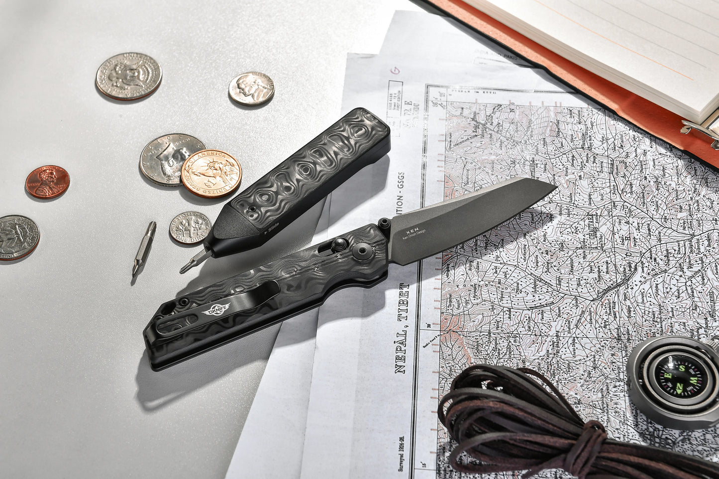 OKNIFE XEN (Damascus Carbon Fiber)
