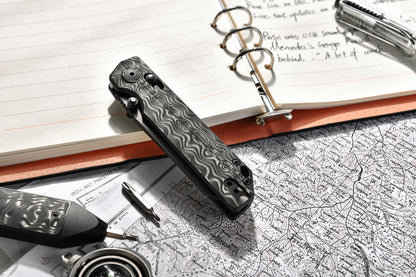 OKNIFE XEN (Damascus Carbon Fiber)