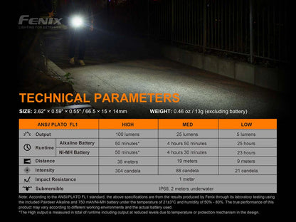 FENIX E01 V2.0 ( 100 LUMENS )