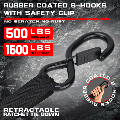 RETRACTABLE RATCHET TIE DOWN STRAPS SET