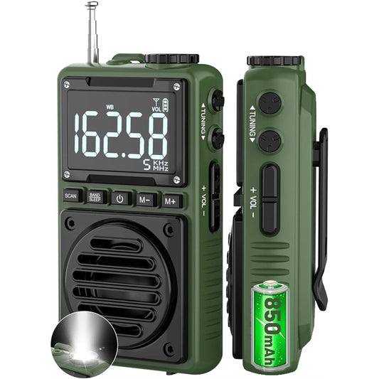 Digital Radio with Flashlight 850mAh Rechargeable Portable