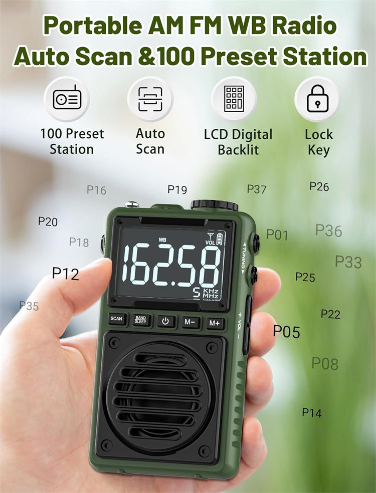 Digital Radio with Flashlight 850mAh Rechargeable Portable