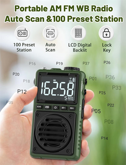 Digital Radio with Flashlight 850mAh Rechargeable Portable