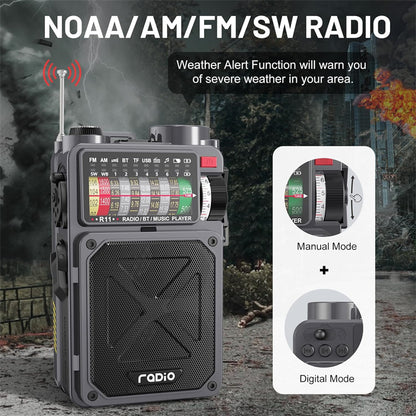 Retro Hand-cranked Solar Radio BT