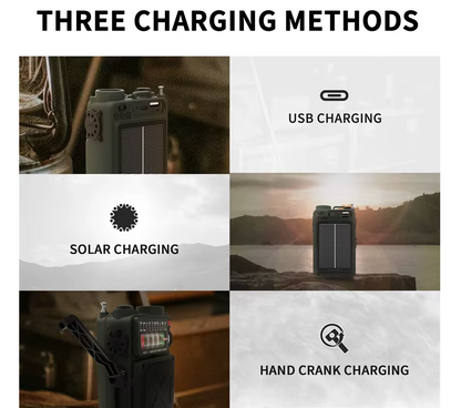 Retro Hand-cranked Solar Radio BT
