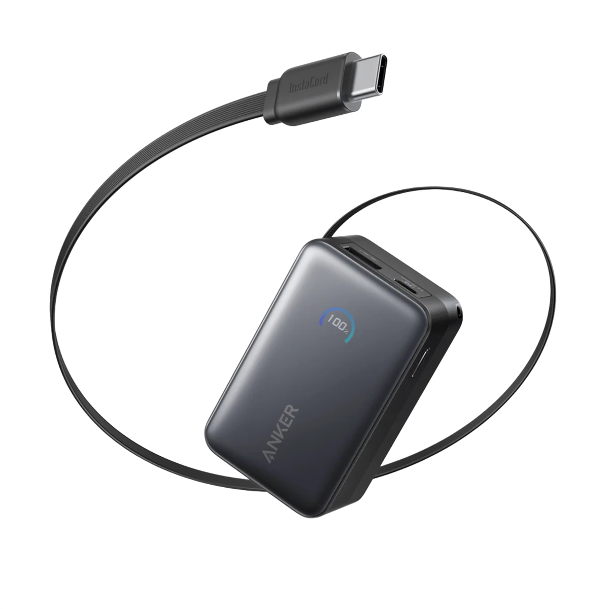 ANKER NANO POWER BANK (10K, 45W, BUILT-IN RETRACTABLE USB-C CABLE) BLACK