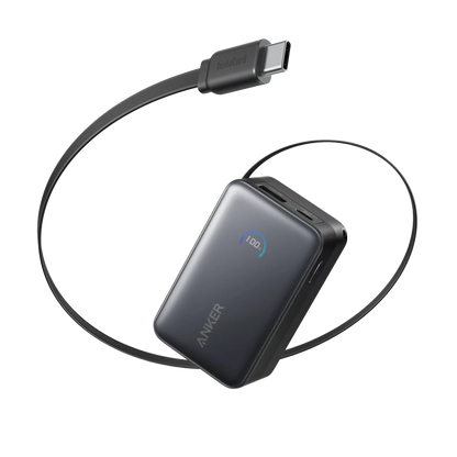 ANKER NANO POWER BANK (10K, 45W, BUILT-IN RETRACTABLE USB-C CABLE) BLACK