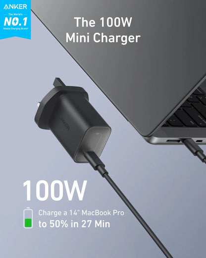 ANKER NANO CHARGER 100W WITH 6FT 5A C-C CABLE- BLK