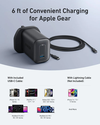 ANKER NANO CHARGER 100W WITH 6FT 5A C-C CABLE- BLK