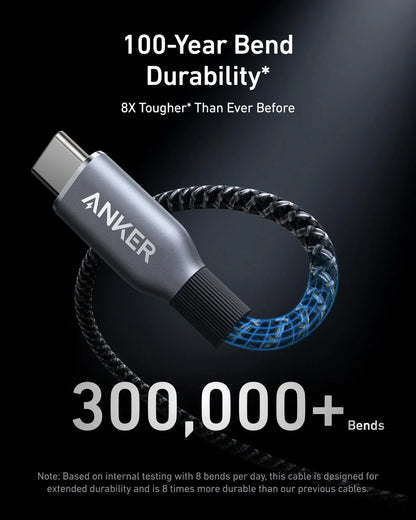كابل ANKER PRIME من USB-C إلى USB-C (1.80 متر، 240 واط، مضفر معاد التدوير) أسود