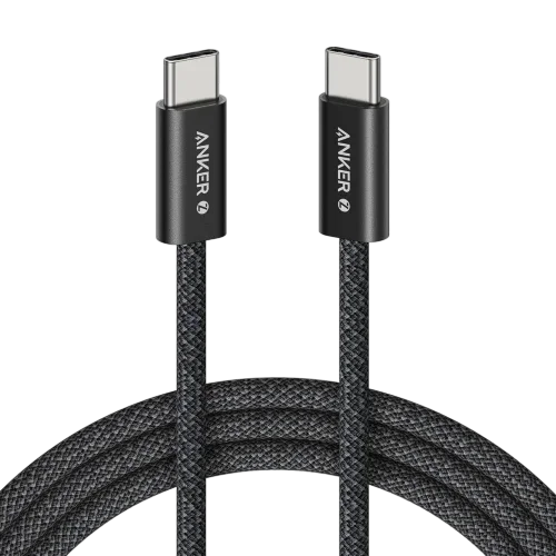 كابل ANKER ZOLO USB-C إلى USB-C (6 قدم، 240 واط) أسود