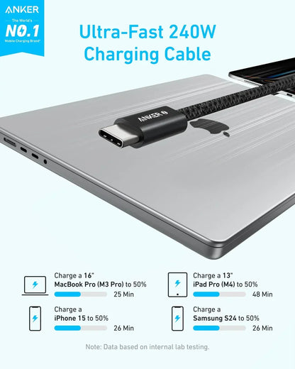 ANKER ZOLO USB-C TO USB-C CABLE (6FT,240W) BLACK