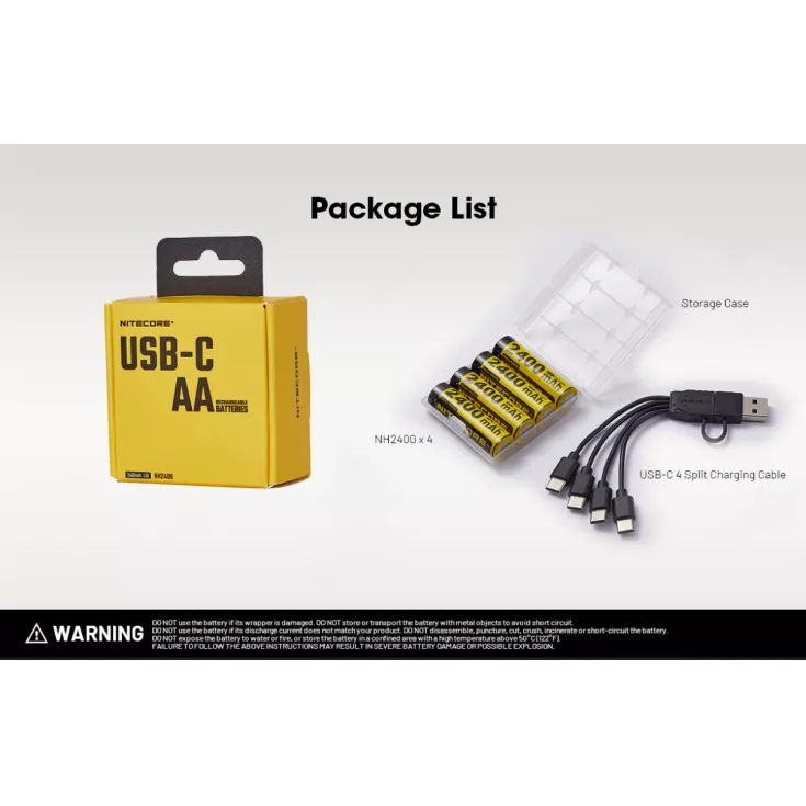 بطاريات NITECORE USB-C AA قابلة لإعادة الشحن