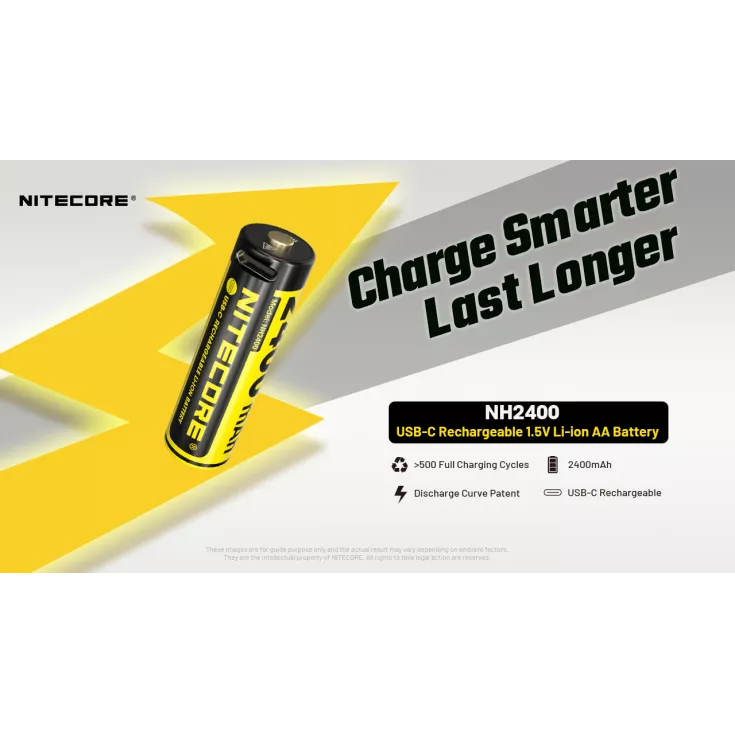 بطاريات NITECORE USB-C AA قابلة لإعادة الشحن