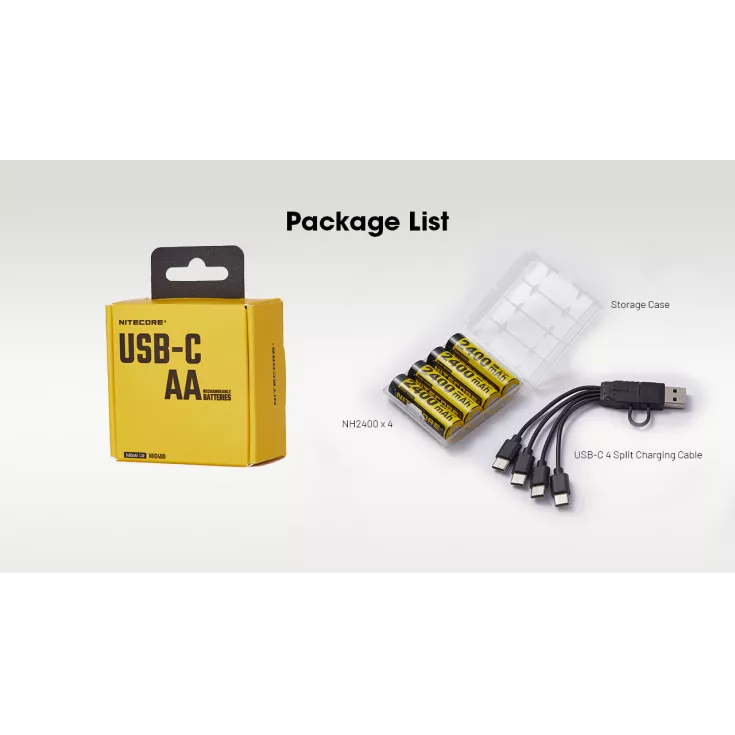 بطاريات NITECORE USB-C AA قابلة لإعادة الشحن